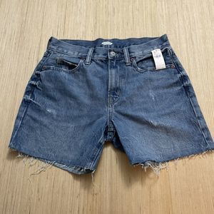 Old Navy High-Rise Straight Denim Shorts Zip Up Cut Off Distressed Size 0 New